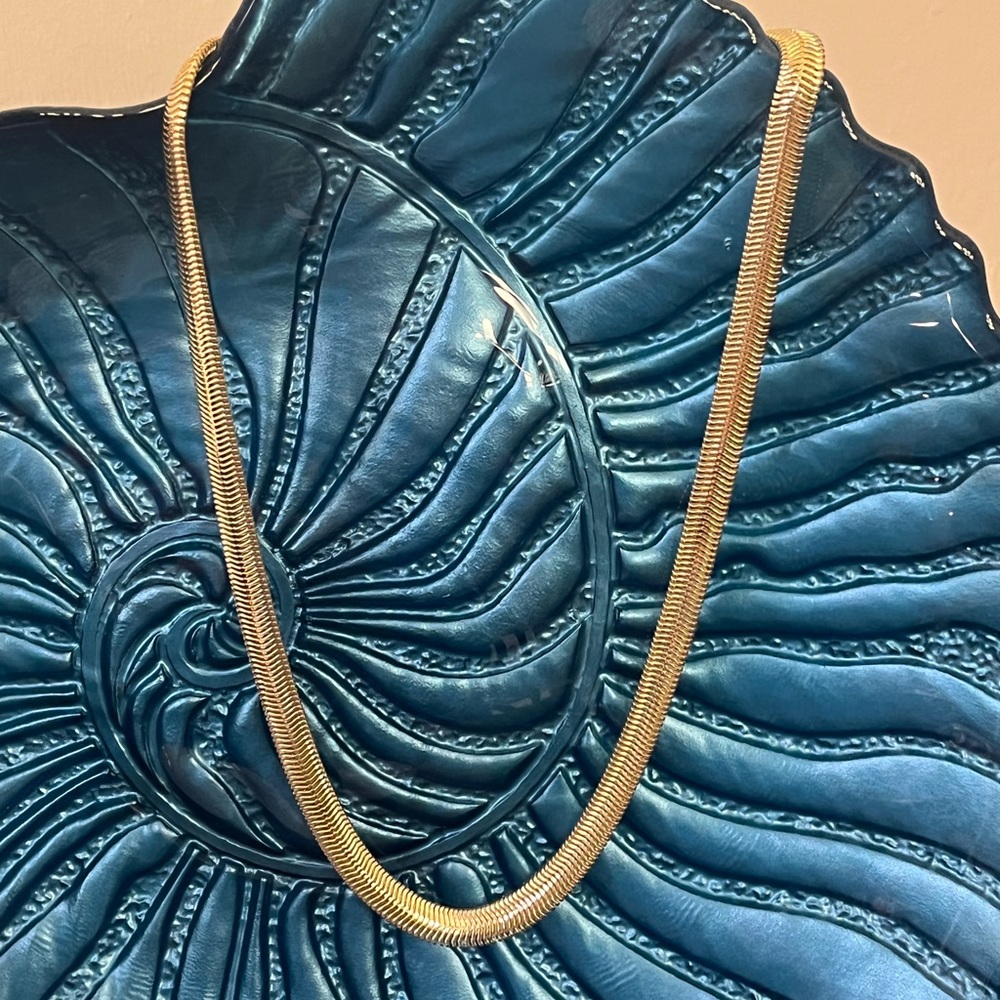 STERLING SILVER W/Gold Overlay Flexible Herringbone Necklace. Made in Italy